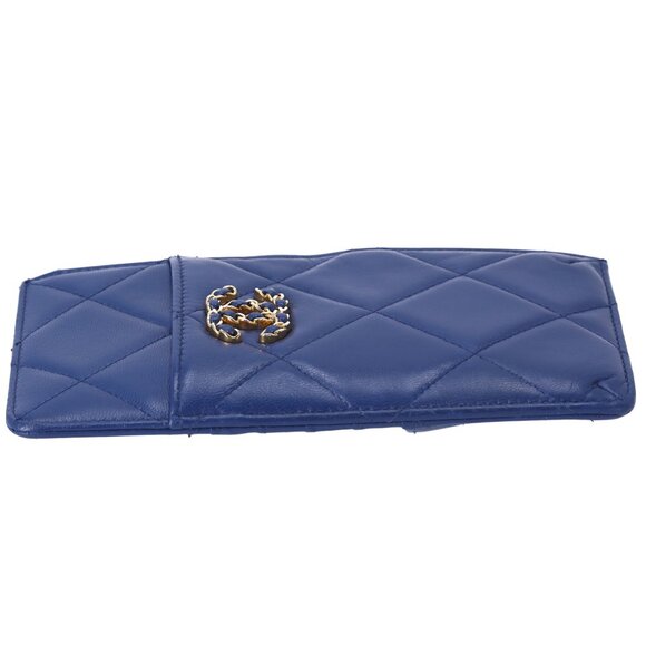 CHANEL 19 Matelasse Accessory Wallet Card Case AP1182 Blue Lambskin - Picture 4 of 6